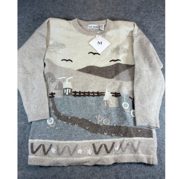 Croft & Barrow Sweater Womens Medium Beige Nature Wool Knit Cottagecore NWT - Picture 1 of 6
